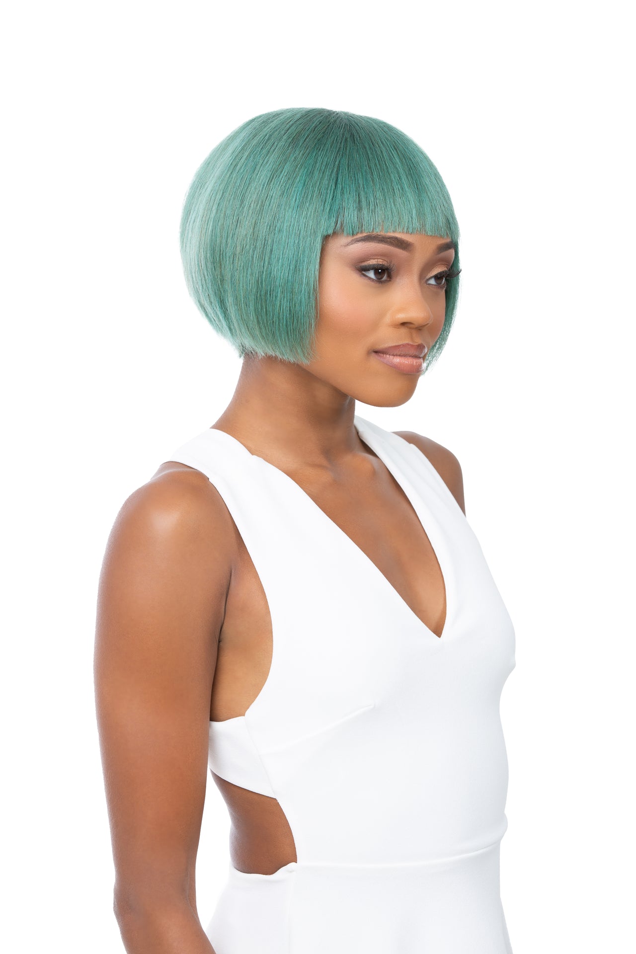 Its a Wig 100% Human Hair Wig HH Bob w/ Bang 8"