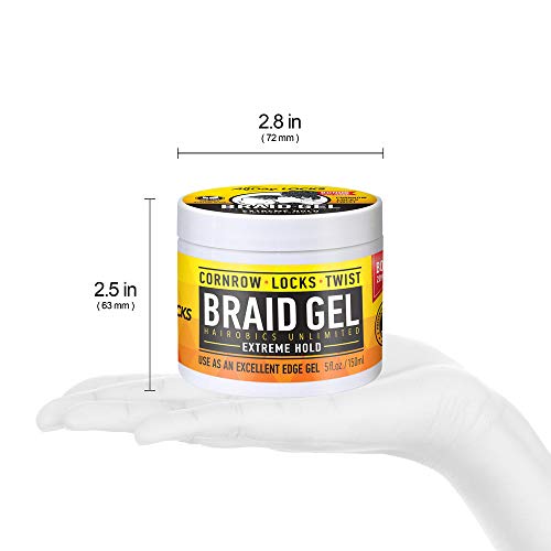 Hairobics Unlimited Braid Gel – Extreme Hold for Cornrows, Locks & Twists, 5 fl oz