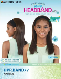 Thumbnail for Motown Tress 100% Persian Virgin Remy Human Hair Headband Wig - HPR.BAND77 - Elevate Styles