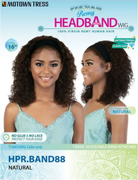 Thumbnail for Motown Tress 100% Persian Virgin Remy Human Hair Headband Wig - HPR.BAND88 - Elevate Styles