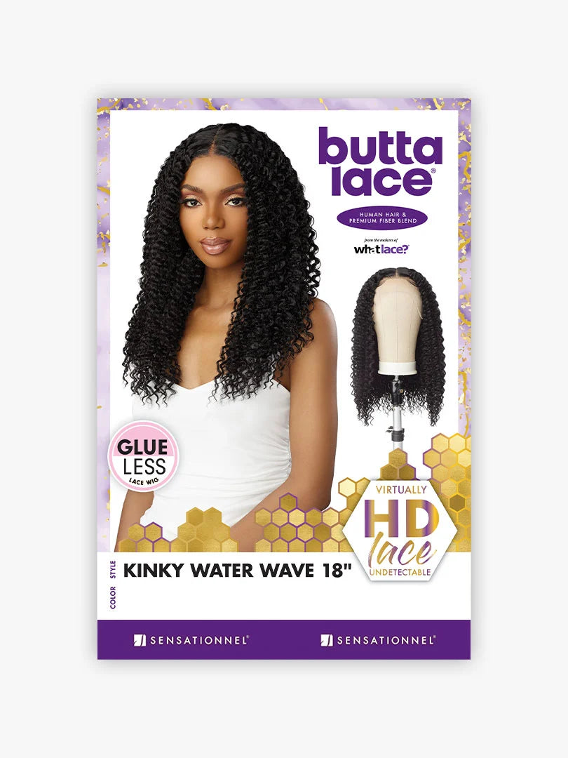 Sensationnel Butta Lace Human Hair Blend HD Lace Front Wig Kinky Water Wave 18" LDHBKWW18