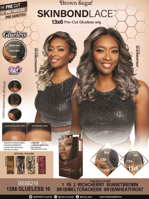 Mane Concept Brown Sugar Skin Blond Lace 9x6 Pre Cut Lace Front Wig 10 BSSB216