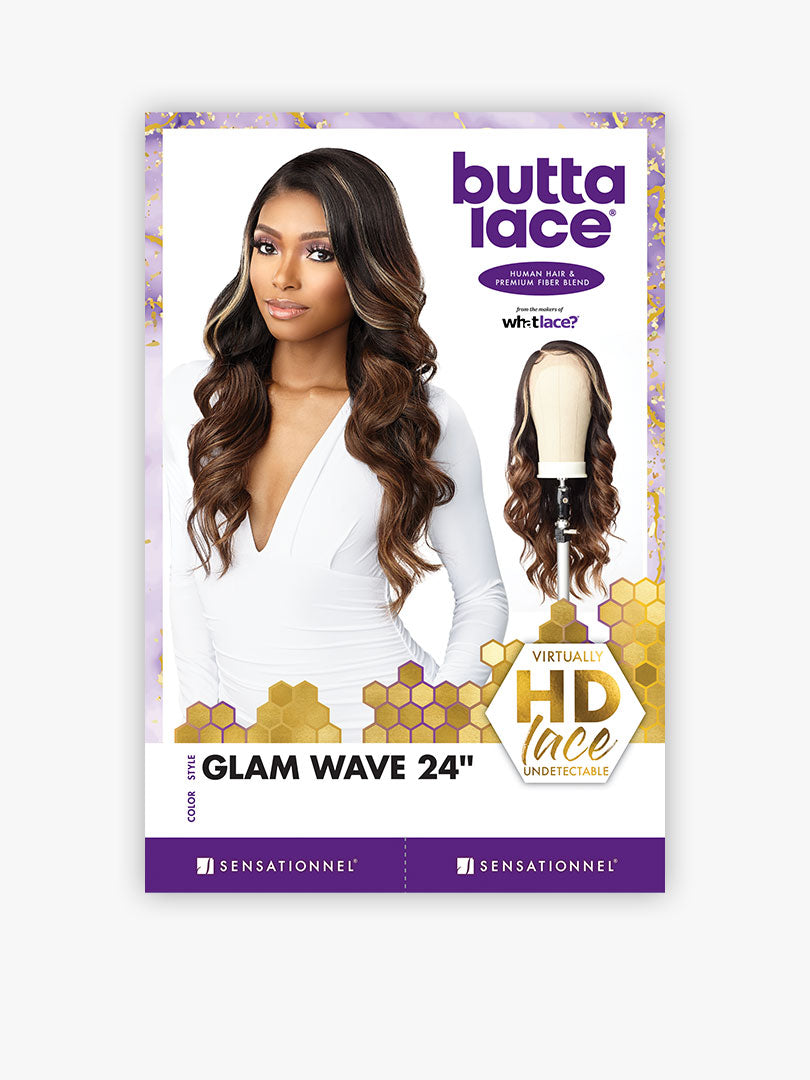 Sensationnel Butta Lace Front Human Hair Blended Lace Front Wig Butta Glam Wave 24" LDHBGW24