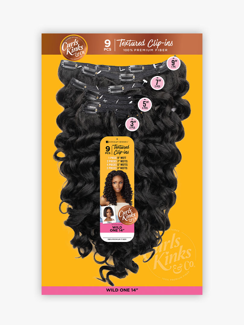 Sensationnel Curls Kinks & Co Hair Textured Clip-In 9 Pcs Wild One 14" SCWIL14