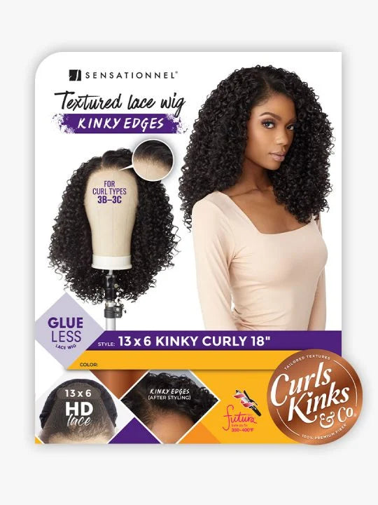 Sensationnel Curls Kinks & Co Kinky Edges 13x6 Kinky Curly 18" Lace Front Wig KE136KC18