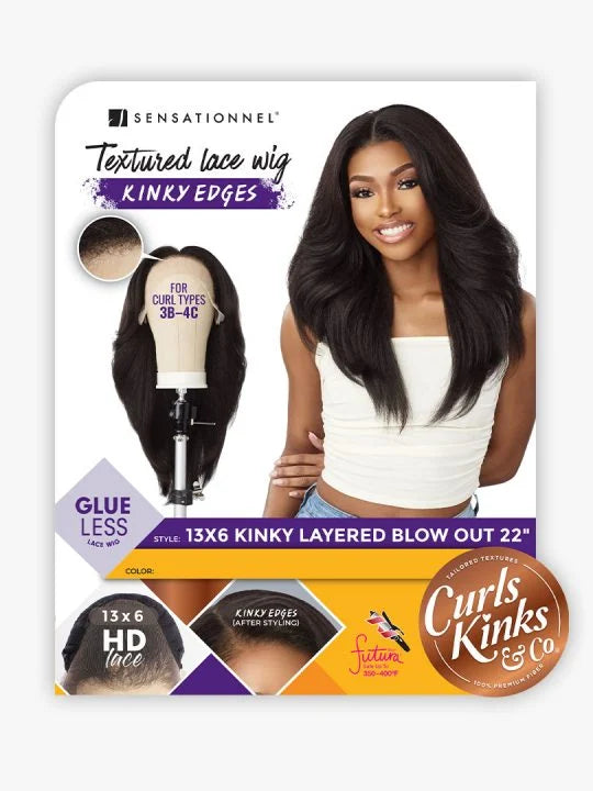 Sensationnel Curls Kinks & Co Kinky Edges 13x6 Kinky Layered Blow Out 22" Lace Front Wig KE136KLBLO22