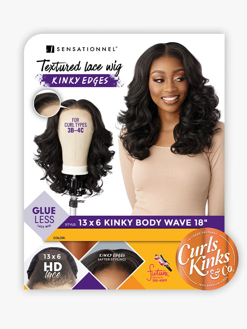 Sensationnel Curls Kinks & Co Kinky Edges 13x6 Kinky Body Wave 18" Lace Front Wig - Elevate Styles