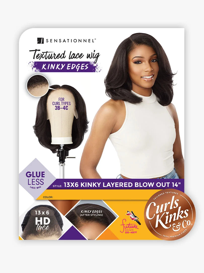 Sensationnel Curls Kinks & Co Kinky Edges 13x6 Kinky Layered Blow Out 14" Lace Front Wig KE136KBLO14