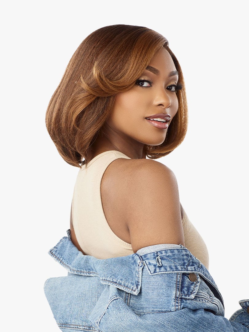 Sensationnel Curls Kinks & Co Kinky Edges Y Part Kinky Chic Bob 12" Lace Front Wig KEYPKCB12