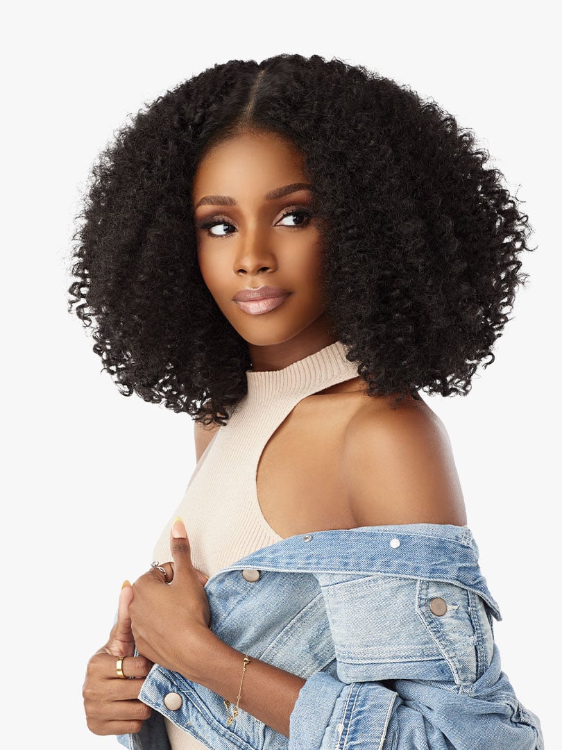 Sensationnel Curls Kinks & Co Kinky Edges Y Part Kinky Zig Zag Curls 14" Lace Front Wig KEYPKZC14