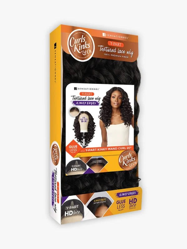 Sensationnel Curls Kinks & Co Kinky Edges Y Part Kinky Wand Curl 20" Lace Front Wig KEYPKWAD20