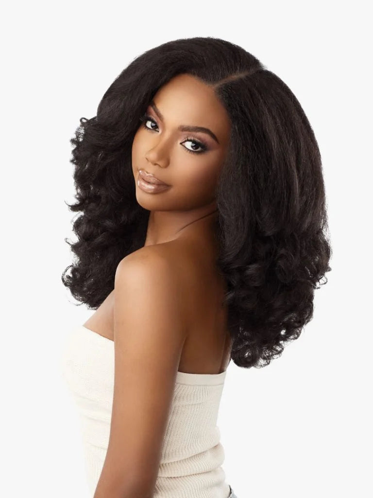 Sensationnel Curls Kinks & Co Kinky Edges Y Part Kinky Roller Set 16" Lace Front Wig KEYPKROL16