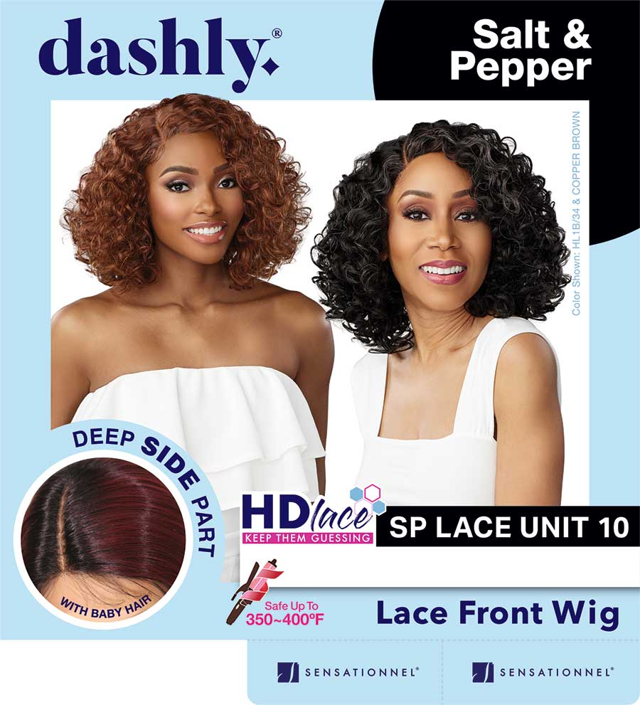 Sensationnel Salt & Pepper Dashly HD Lace Front Wig SP Lace Unit 10 DLWSP010