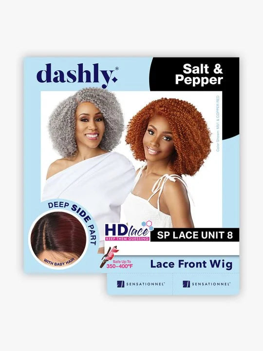 Sensationnel Salt & Pepper Dashly HD Lace Front Wig SP Lace Unit 8 DLWSP008