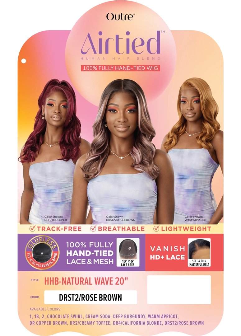 Outre Airtied Human Hair Blend Vanish HD+ Lace Front Wig HHB-Natural Wave 20