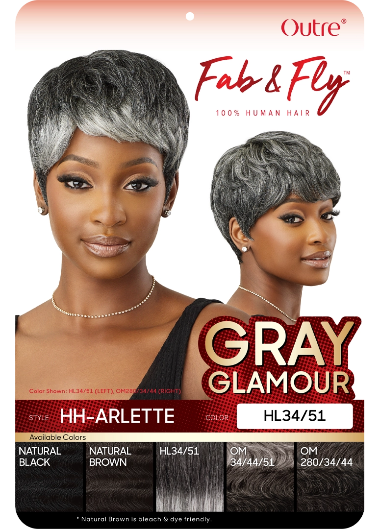 Outre Fab&Fly™ Gray Glamour 100% Unprocessed Human Hair Wig HH Arlette QHFGARL