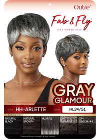 Thumbnail for Outre Fab&Fly™ Gray Glamour 100% Unprocessed Human Hair Wig HH Arlette