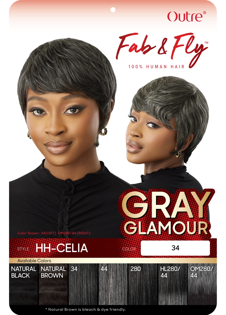 Outre Fab&Fly™ Gray Glamour 100% Unprocessed Human Hair Wig HH-CELIA QHFGCEL