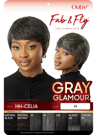 Thumbnail for Outre Fab&Fly™ Gray Glamour 100% Unprocessed Human Hair Wig HH-CELIA QHFGCEL