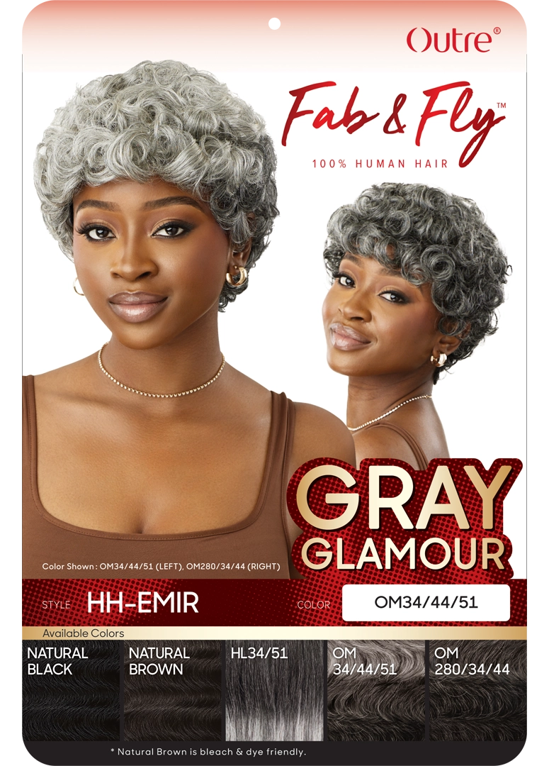 Outre Fab&Fly™ Gray Glamour 100% Unprocessed Human Hair Wig HH Emir