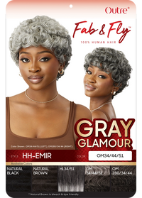 Thumbnail for Outre Fab&Fly™ Gray Glamour 100% Unprocessed Human Hair Wig HH Emir QHFGEMI