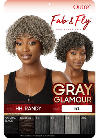 Thumbnail for Outre Fab&Fly™ Gray Glamour 100% Unprocessed Human Hair Wig HH Randy QHFGRAN