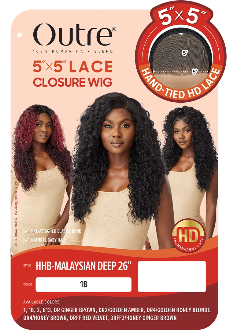 Outre 5"x 5" HD Lace Closure Lace Front Wig HHB-Malaysian Deep 26" - Elevate Styles