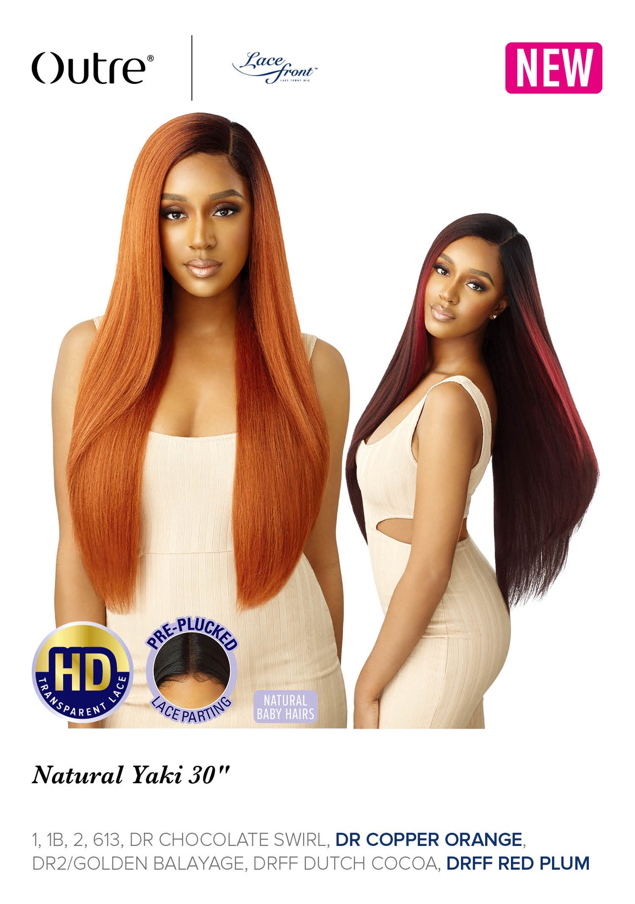 Outre HD Pre-Plucked Lace Front Wig Natural Yaki 30 - Elevate Styles