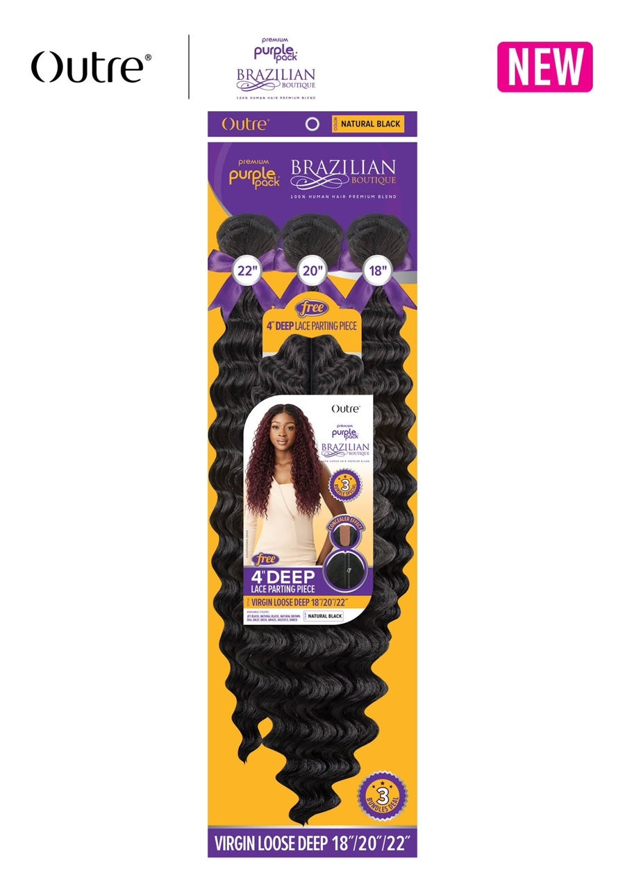 Outre Premium Purple Pack 100% Human Hair Blend 3x Virgin Loose Deep 18" 20" 22" - Elevate Styles