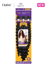 Thumbnail for Outre Premium Purple Pack 100% Human Hair Blend 3x Virgin Loose Deep 18