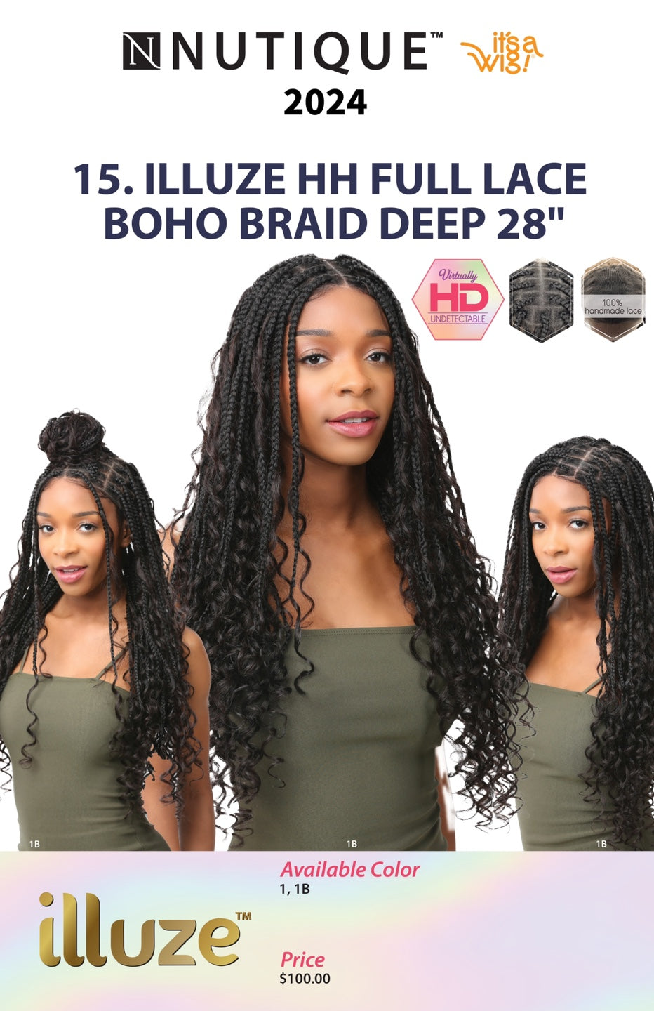 Illuze 100% Human Hair Full Lace Boho Braid Deep 28" - Elevate Styles