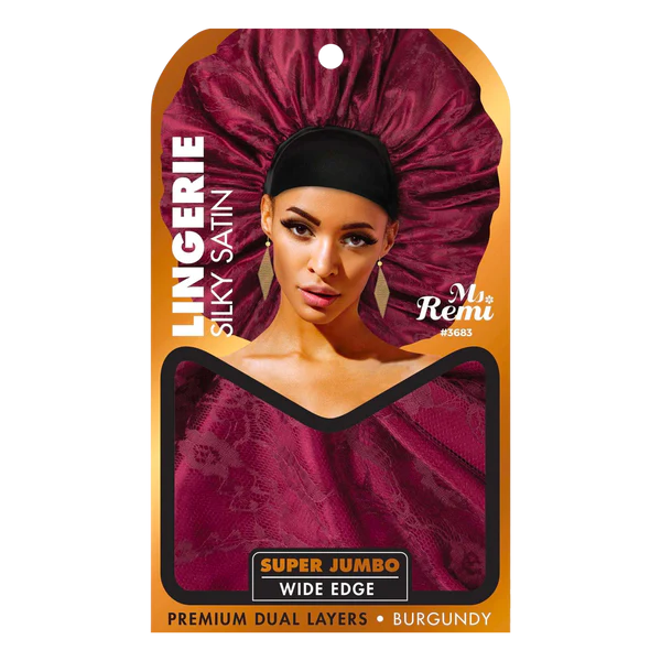 Ms. Remi Lingerie Wide Edge Silky Bonnet X Jumbo Burgundy 3683 - Elevate Styles