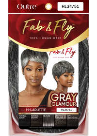 Thumbnail for Outre Fab&Fly™ Gray Glamour 100% Unprocessed Human Hair Wig HH Arlette QHFGARL