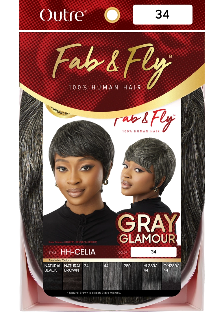 Outre Fab&Fly™ Gray Glamour 100% Unprocessed Human Hair Wig HH-CELIA QHFGCEL