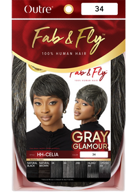 Thumbnail for Outre Fab&Fly™ Gray Glamour 100% Unprocessed Human Hair Wig HH-CELIA