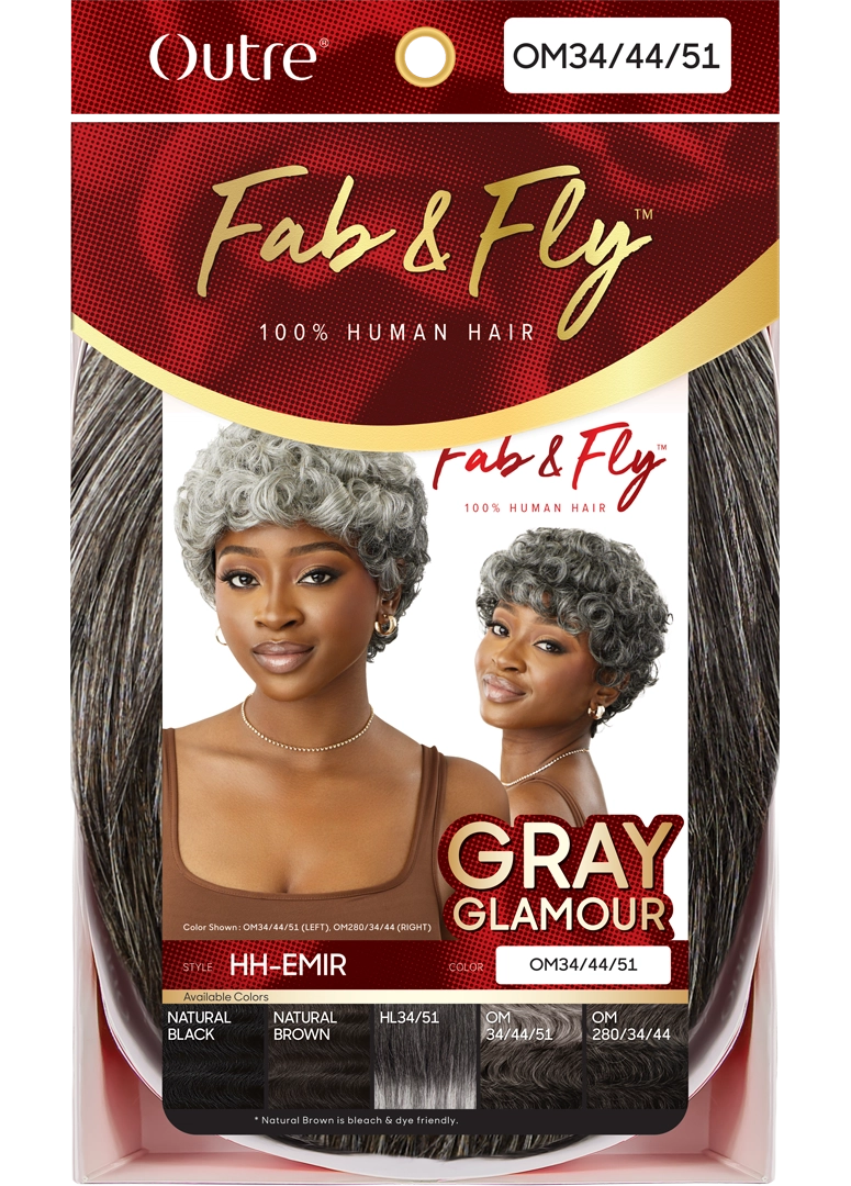 Outre Fab&Fly™ Gray Glamour 100% Unprocessed Human Hair Wig HH Emir QHFGEMI