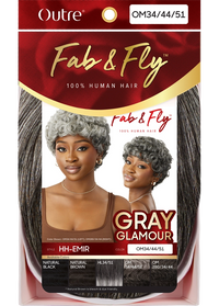 Thumbnail for Outre Fab&Fly™ Gray Glamour 100% Unprocessed Human Hair Wig HH Emir QHFGEMI