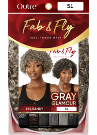 Thumbnail for Outre Fab&Fly™ Gray Glamour 100% Unprocessed Human Hair Wig HH Randy QHFGRAN