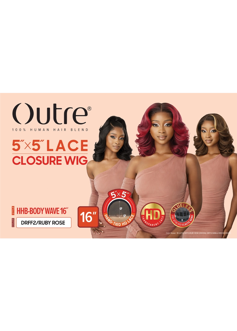 Outre 5"x 5" HD Lace Closure Lace Front Wig HHB-Body Wave 16" - Elevate Styles