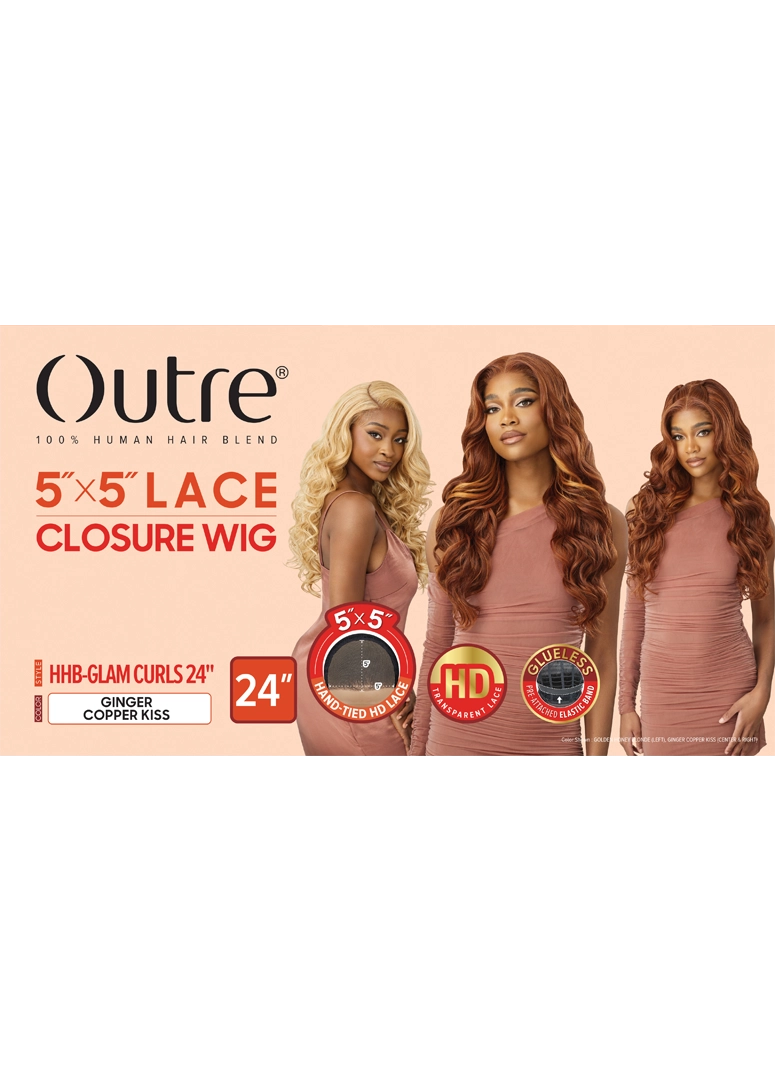 Outre 5"x 5" HD Lace Closure Lace Front Wig HHB Glam Curls 24"