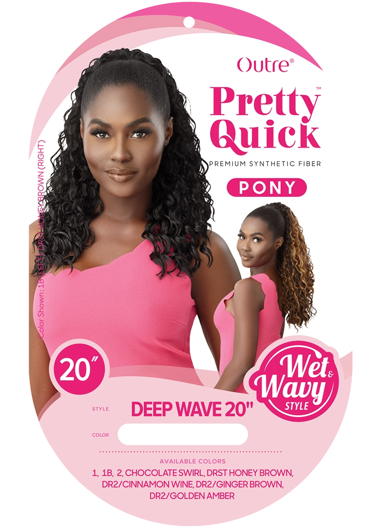 Outre Premium Synthetic Wet N Wavy Pretty Quick Pony Deep Wave 20" PQPWDW20