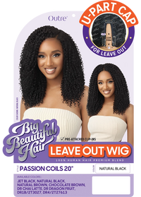 Thumbnail for Outre Big Beautiful Hair Human Blend Leave Out U Part Wig Passion Coils 20