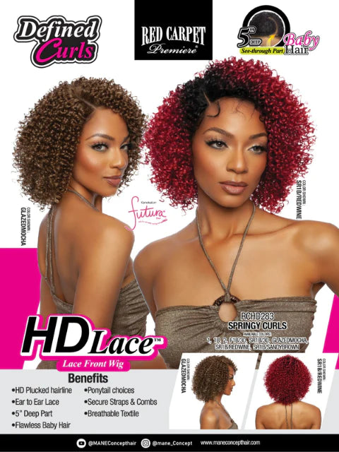 Mane Concept Red Carpet HD 5"Deep Lace Front Wig RCHD283 Springy Curls - Elevate Styles