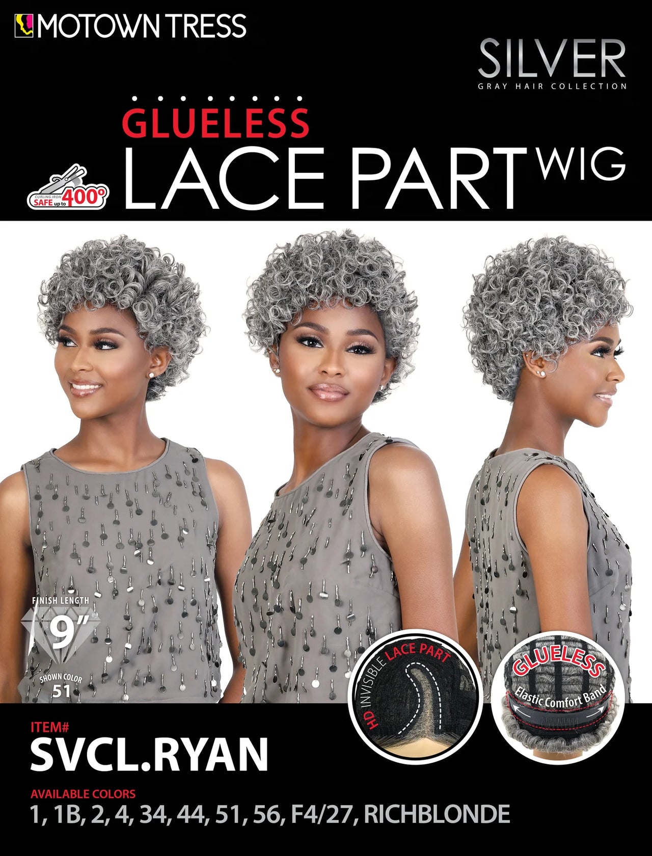 Motown Tress Silver Gray Hair Collection Wig SVCL Ryan - Elevate Styles