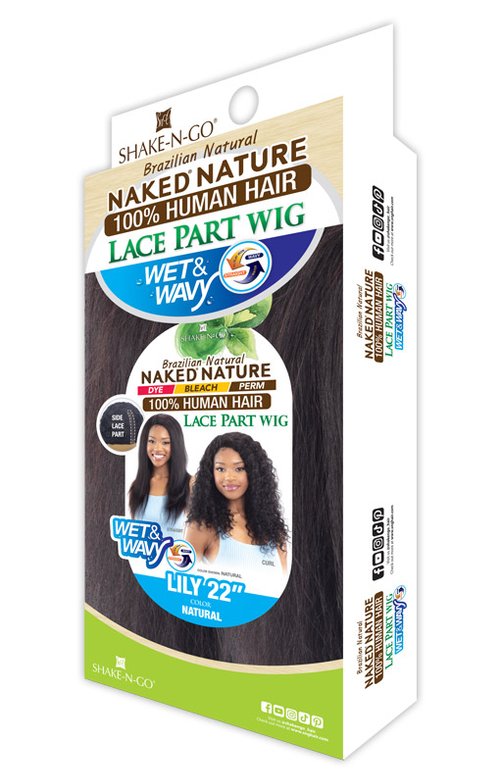 Shake N Go Naked Nature Wet N Wavy 100% Human Hair Lace Part Wig Lily 22" - Elevate Styles