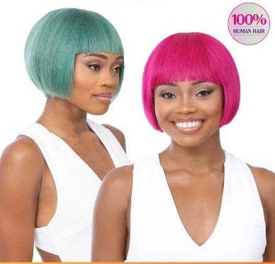 Its a Wig 100% Human Hair Wig HH Bob w/ Bang 8"