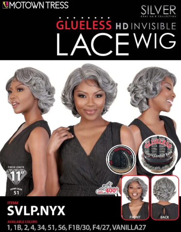 Motown Tress Silver Gray Hair Collection HD Invisible Lace Wig SVLP.NYX