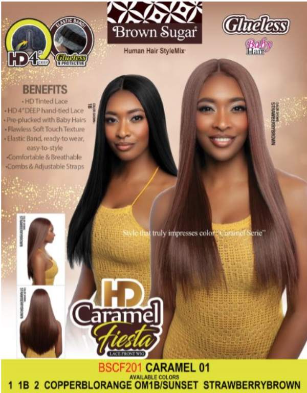 Mane Concept Brown Sugar Caramel Fiesta HD Lace Front Wig Caramel 01 BSCF201