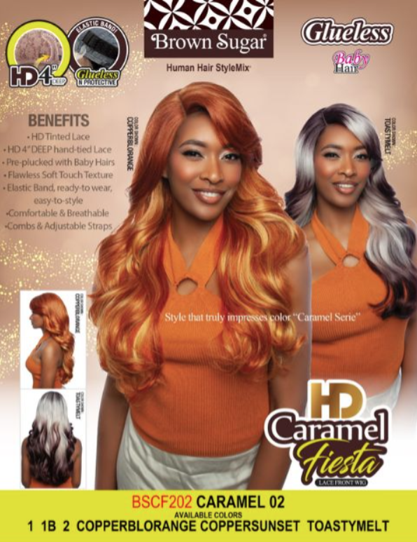 Mane Concept Brown Sugar Caramel Fiesta HD Lace Front Wig Caramel 02 BSCF202