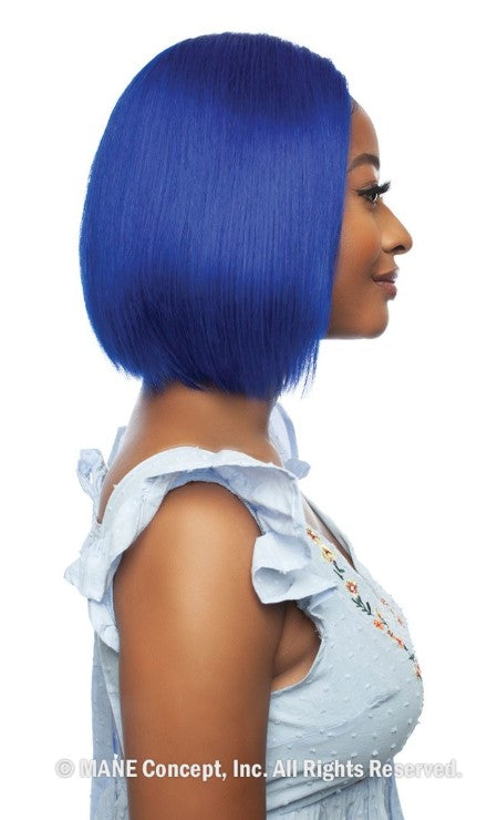 Mane Concept Trill 13A Pre-Colored Unprocessed Human Hair HD 6" Deep Lace Part Wig Royal Blue Straight Bob 10" TROC2331